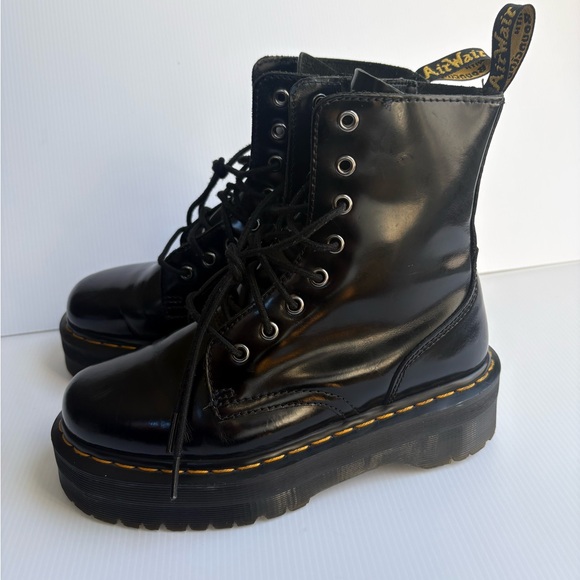 Dr. Martens Jadon Platform Leather Women's Boot - Black Polished Size 6 - Picture 6 of 16